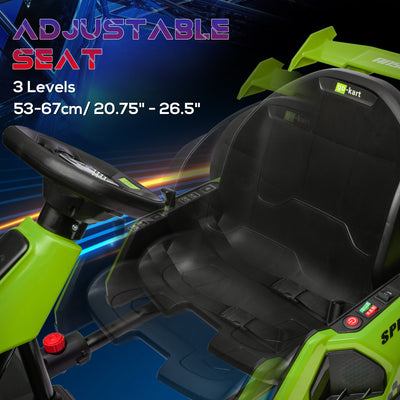 HOMCOM 24V Electric Go Kart for Kids with Adjustable Seat for 6-12 Years, Green 
