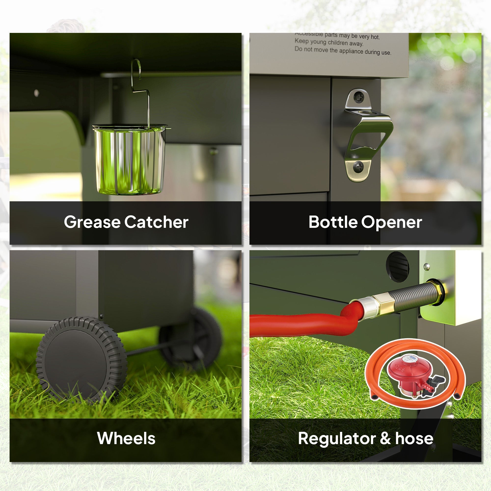 Outsunny 7.5kW Three-Burner Gas BBQ Grill, with See-Through Lid - Black 