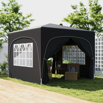 Outsunny 3 x 3m Pop-Up Gazebo Shelter, with Accessories - Black 