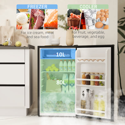HOMCOM 91L Freestanding Under-Counter Fridge with Lock - Black 