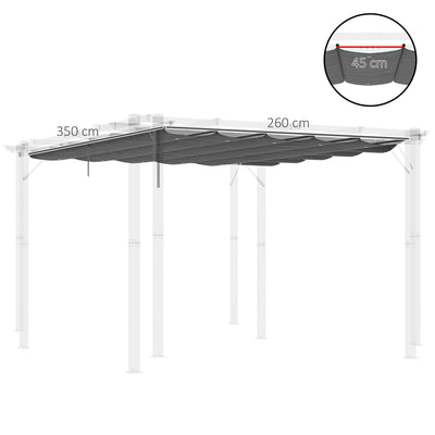 Outsunny Retractable Pergola Shade Cover, Replacement Canopy for 4 x 3 (m) Pergola, Retractable Roof, Dark Grey 