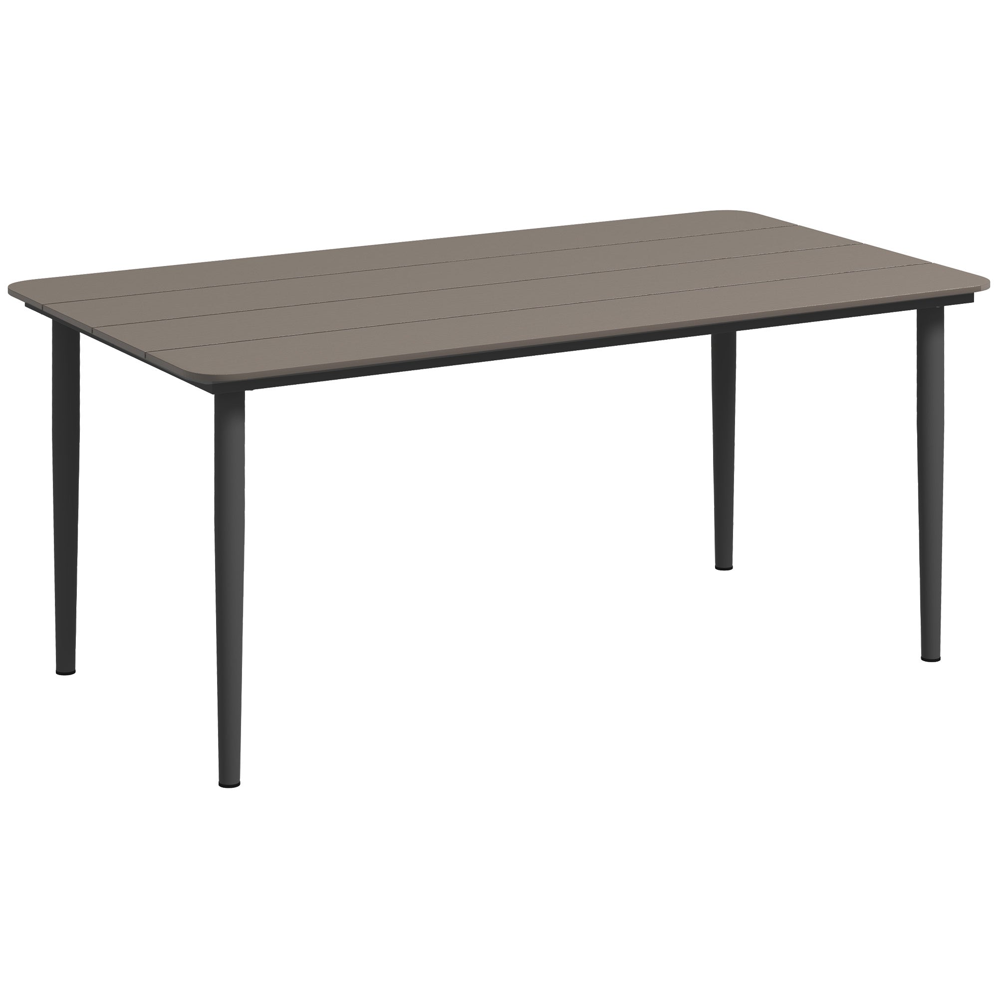 Outsunny Garden Table, Outdoor Dining Table for 6 People, 160 x 90 x 74 cm, with Rust Resistant Metal Frame, WPC Top, for Balcony, Terrace, Dark Grey 