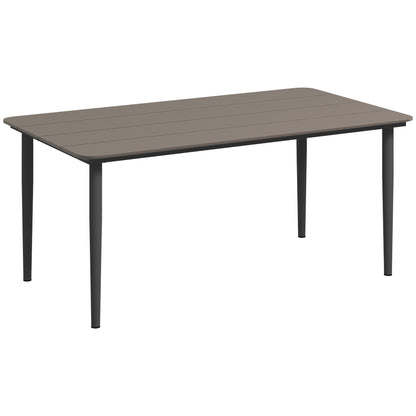 Outsunny Garden Table, Outdoor Dining Table for 6 People, 160 x 90 x 74 cm, with Rust Resistant Metal Frame, WPC Top, for Balcony, Terrace, Dark Grey 