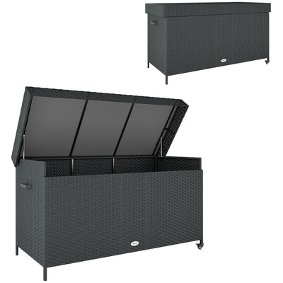 Outsunny 627 L Rattan Storage Box - Black 
