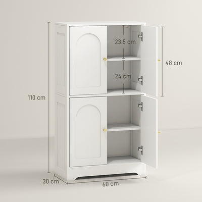 HOMCOM 4-Door Kitchen Storage Cabinet with Adjustable Shelves - White 