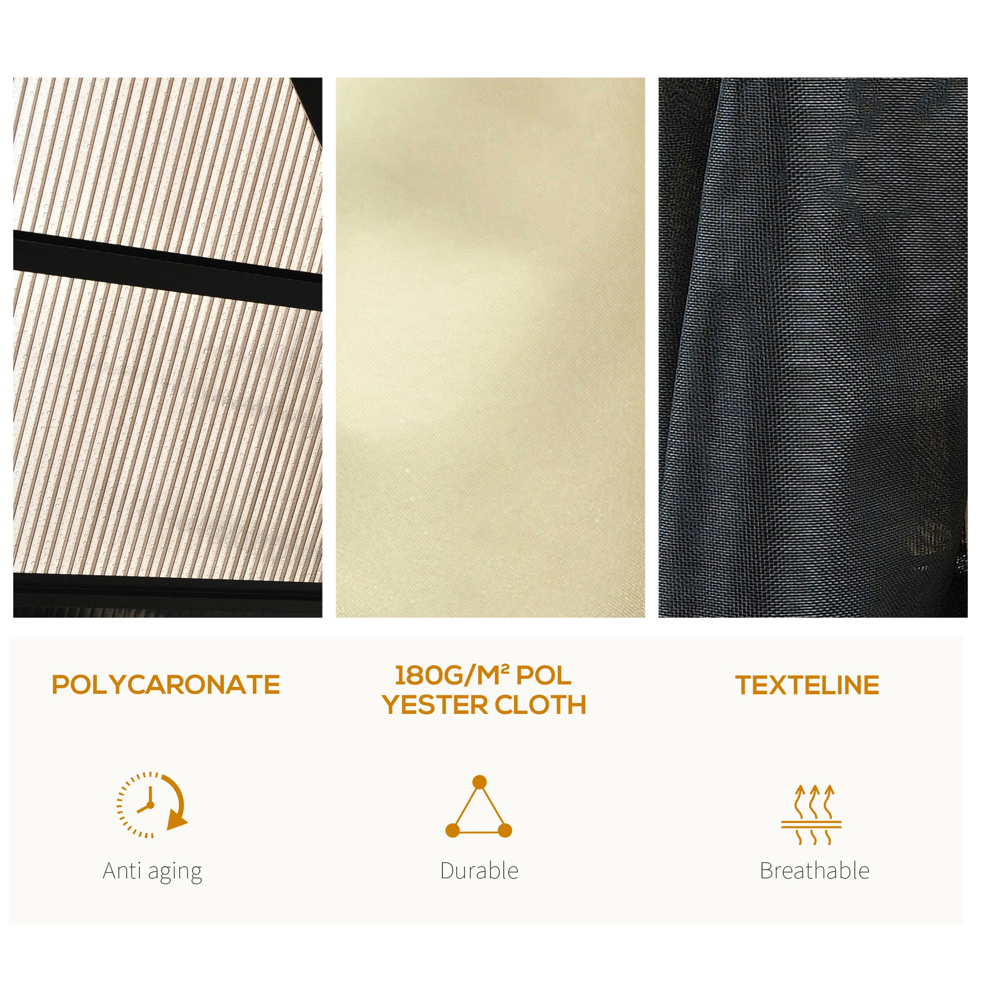 Outsunny 3.6 x 4m Hardtop Gazebo Canopy with Polycarbonate Roof and Aluminium Frame, Garden Pavilion with Mosquito Netting and Curtains 