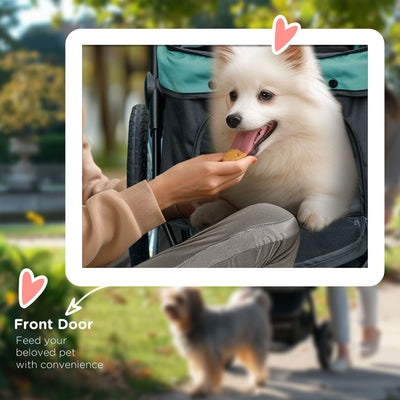PawHut Foldable Pet Stroller Jogger, with Three Wheels, Canopy, for Medium and Small Dogs, Green 