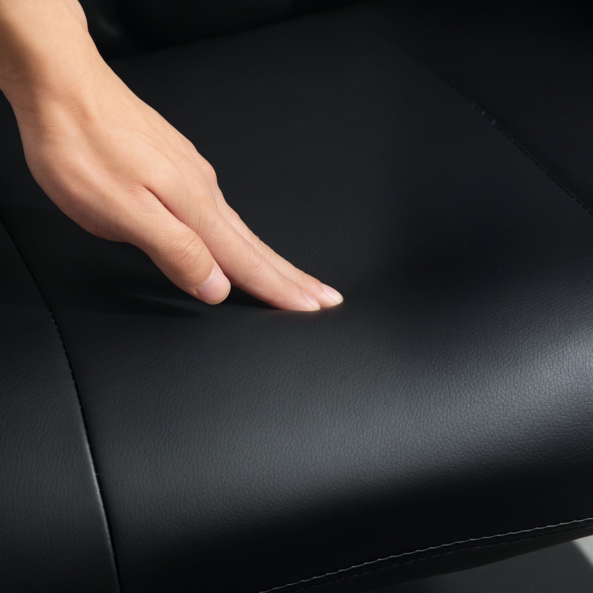 HOMCOM Swivel Recliner Chair with Footstool, PU Leather Recliner Armchair with Adjustable Back and Steel Frame, Reclining Chair Lounge with Flared Armrests for Living Room, Black 