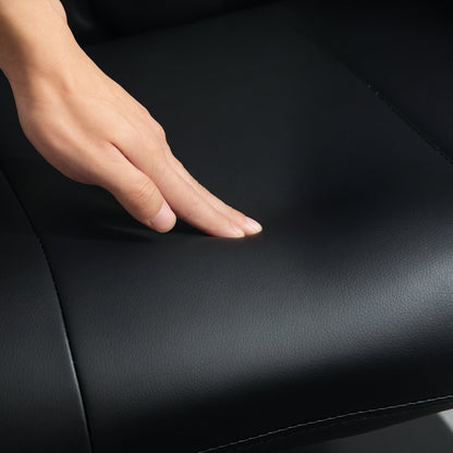 HOMCOM Swivel Recliner Chair with Footstool, PU Leather Recliner Armchair with Adjustable Back and Steel Frame, Reclining Chair Lounge with Flared Armrests for Living Room, Black 