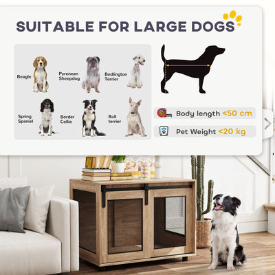 PawHut Dog Crate Furniture with Sliding Door for Medium Dogs, 80 x 58.5 x 63cm, Walnut Brown 