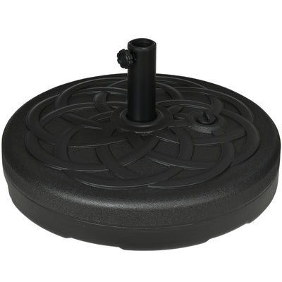 Outsunny Garden Parasol Base Holder, Outdoor Market Umbrella Stand Weight with Built-In Handle, 25kg Water or 35kg Sand Filled, Black 