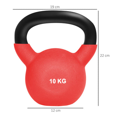 HOMCOM Soft Kettlebell, 10kg Kettle Bell with Non-Slip Handle for Home Gym Weight Lifting and Strength Training, Red 