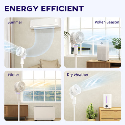 HOMCOM Pedestal Air Circulation Fan with Oscillating, Light Off, White 