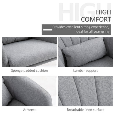 HOMCOM Swivel Linen Fabric Accent Chair for Living Room Contemporary Vanity Armchair with Adjustable Height Thick Cushion Lumbar Support Armrest for Bedroom Office Light Grey 
