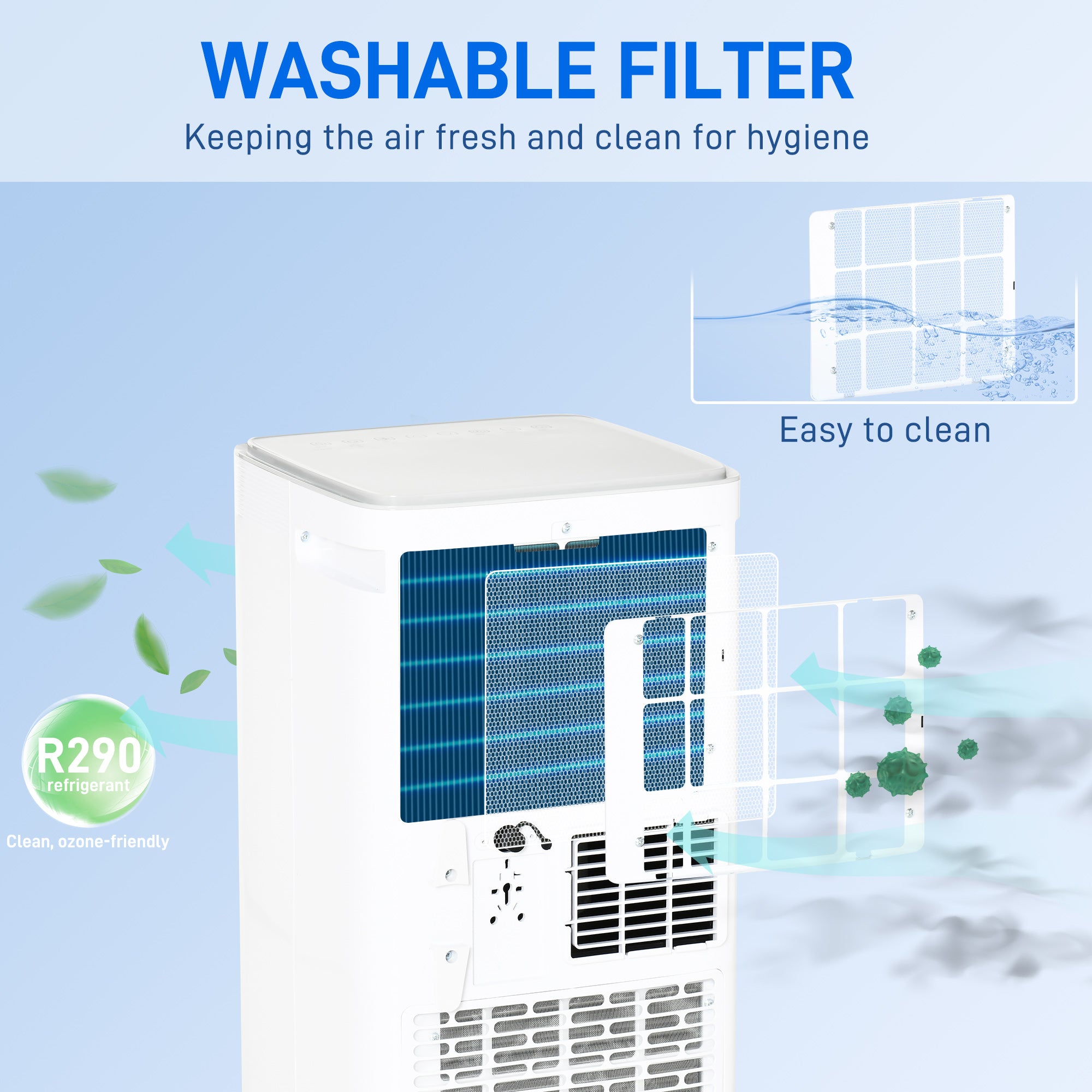 HOMCOM 10000 BTU Air Conditioning Unit, 3-in-1 Portable Air Conditioner, Dehumidifier, Cooling Fan with Remote Control, LED Display, 2 Speeds, 24H Timer, Window Venting Kit, 22m\'c2\'b2