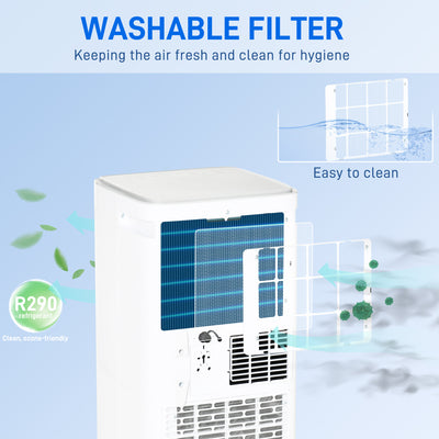 HOMCOM 10000 BTU Air Conditioning Unit, 3-in-1 Portable Air Conditioner, Dehumidifier, Cooling Fan with Remote Control, LED Display, 2 Speeds, 24H Timer, Window Venting Kit, 22m\'c2\'b2 