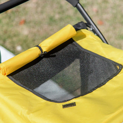 PawHut Foldable Pet Stroller, with Washable Cushion, Storage Bags, Safety Leash, for Medium, Large Dogs, Cats - Yellow 