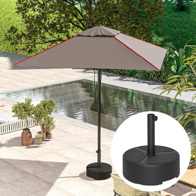 Outsunny Round Garden Parasol Base, Garden Umbrella Stand Heavy Duty Parasol Base, Filled Up to 20kg with Stand or 18kg with Water for Garden, Poolside, Black 