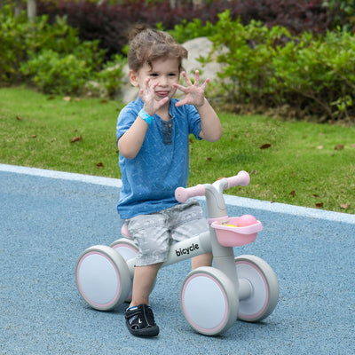 AIYAPLAY Kids Balance Bike for 1-3 Years Old with Adjustable Seat, Silent Wheels, Pink 