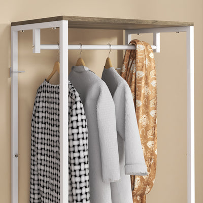 HOMCOM Hallway Coat Rack and Shoe Bench Tree - Grey 