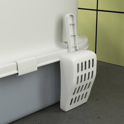 PawHut Cat Litter Box with Lid, Scoop, Deodorization Bags, Top Entry, Cat Toilet Easy Clean with Drawer Pan, Grey 