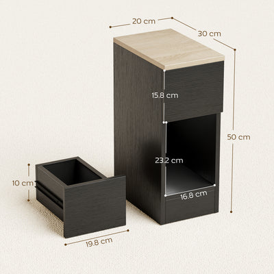 HOMCOM Set of Two Modern Storage Bedside Tables - Black 