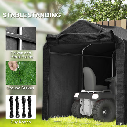 Outsunny 2.2 x 1.6 m Garden Storage Tent, Waterproof Anti-UV Bike Tent with Roll-up Zipper Door, Galvanised Outdoor Storage Shelter Carport for Bike, Motorbike, Garden Tools, Black 