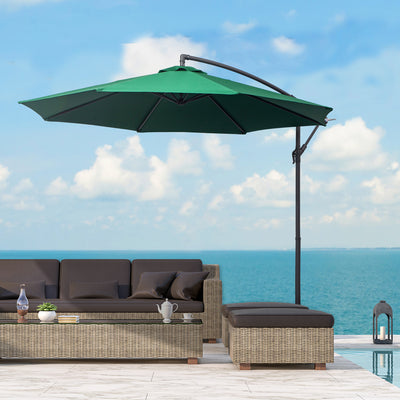 Outsunny 3m Banana Hanging Parasol Umbrella Green 