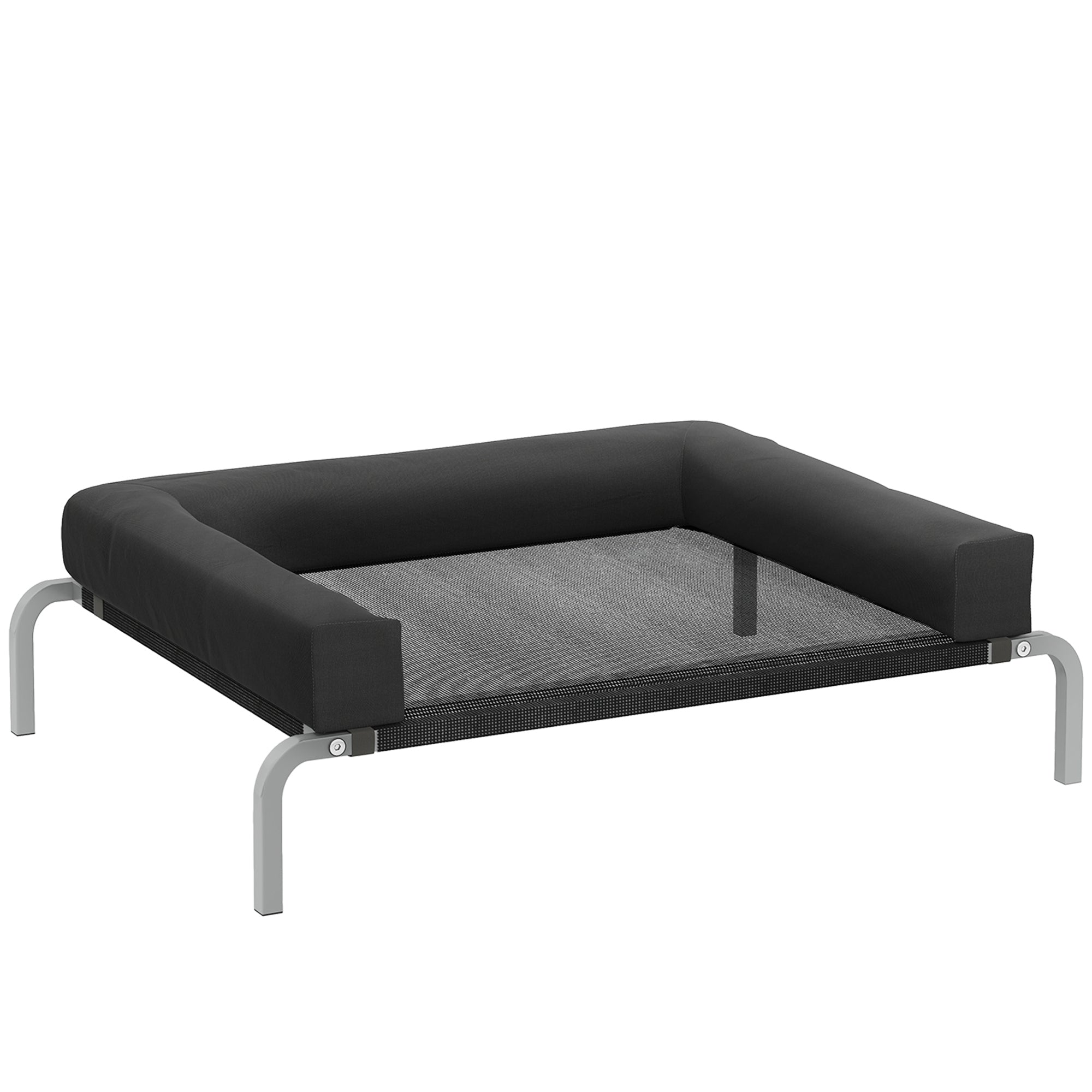 PawHut Elevated Dog Bed with Removable Bolsters, Raised Dog Bed for Small Breeds, Portable Indoor & Outdoor Pet Cots, Black 
