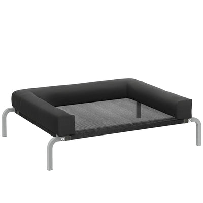 PawHut Elevated Dog Bed with Removable Bolsters, Raised Dog Bed for Small Breeds, Portable Indoor & Outdoor Pet Cots, Black 