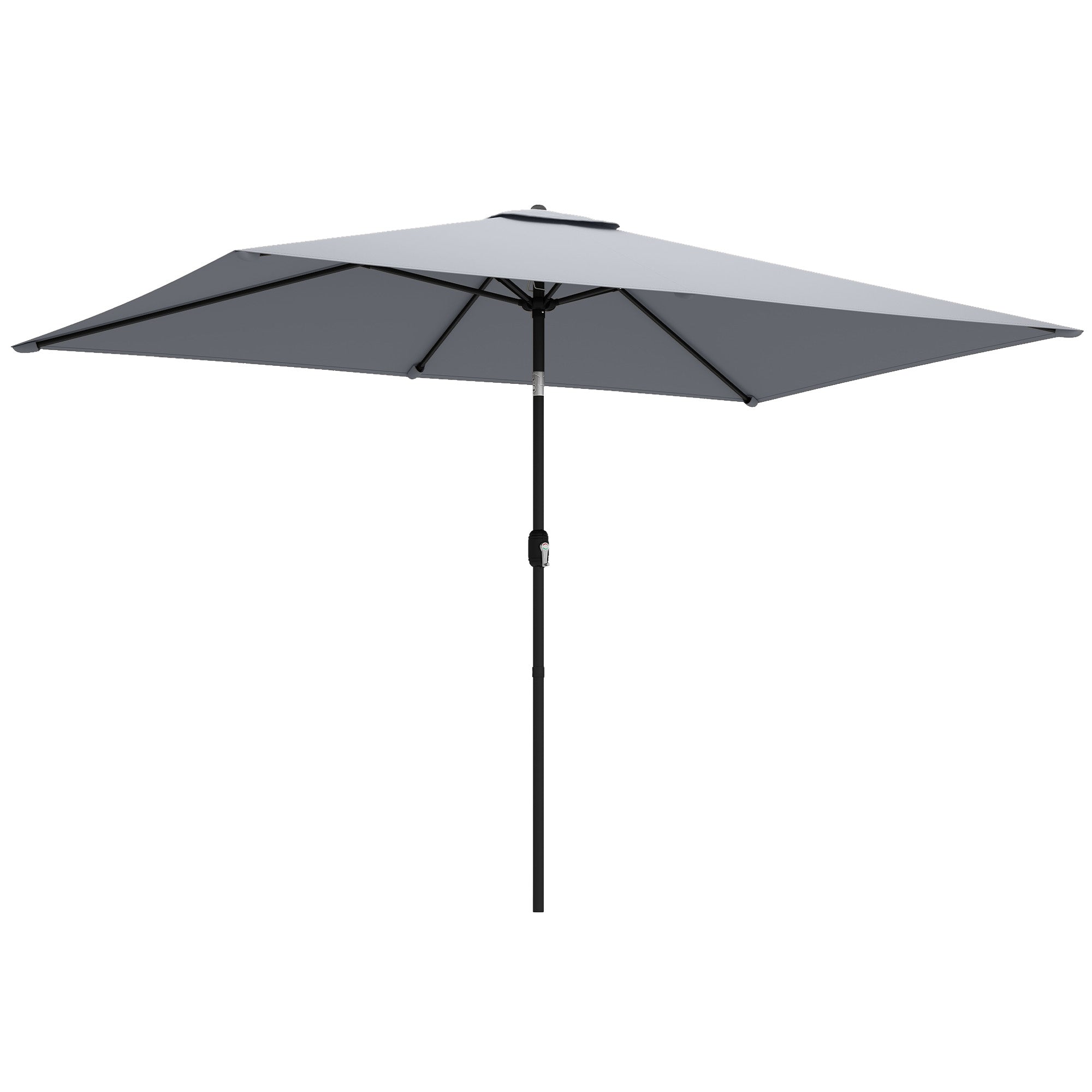 Outsunny Garden Parasol, Parasol Umbrella with Crank Handle, Tilt Function, Polyester Canopy, Light Grey 