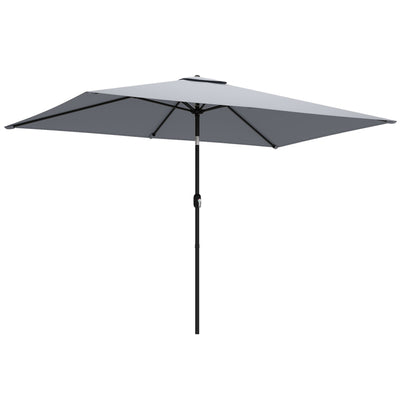 Outsunny Garden Parasol, Parasol Umbrella with Crank Handle, Tilt Function, Polyester Canopy, Light Grey 