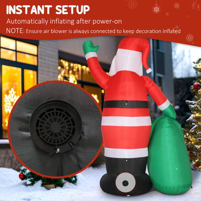 Outsunny 9ft/275 cm Christmas Inflatable Santa with Bear Sack, Giant Christmas Blow Up Decoration with Built-in LED Lights for Garden, Indoor Outdoor Home Decor 
