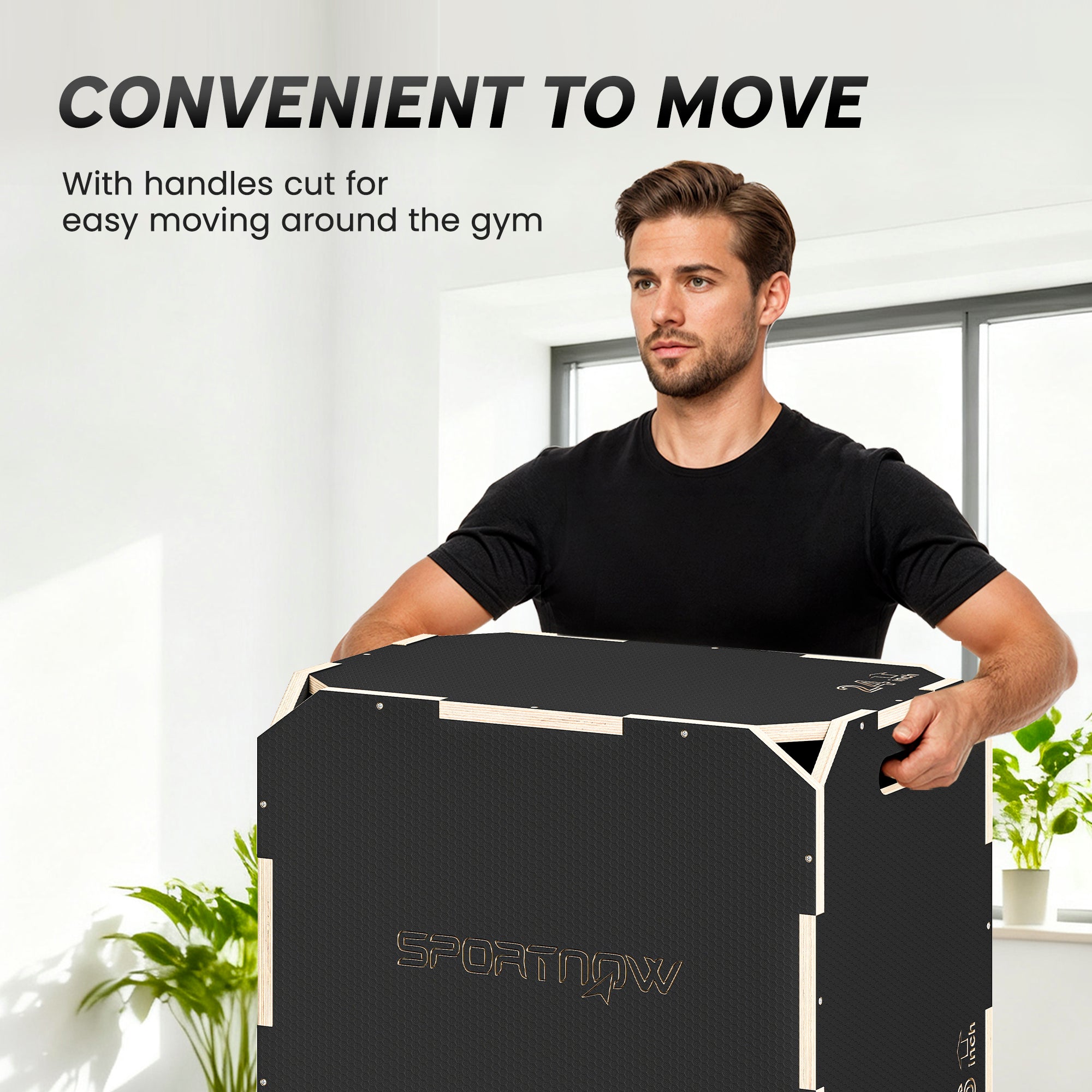 SPORTNOW Non-Slip Plyo Box, Corner-free Wooden Jump Box, 41 x 61 x 51 cm 