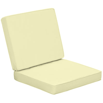 Outsunny Set of 2 Garden Seat and Back Cushion Set, Replacement Cushions for Outdoor Furniture with Seat Cushion and Back Cushion, Cream White 