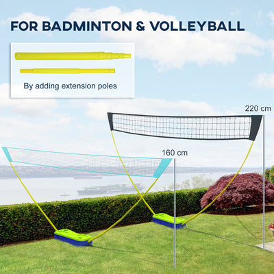 SPORTNOW Portable Badminton Net Set w/ Volleyball Net, Rackets, Shuttlecocks 