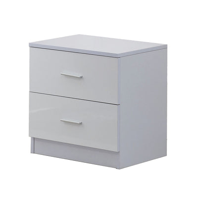 HOMCOM High Gloss 3 Piece Trio Bedroom Furniture Set Wardrobe + Chest Of Drawer + Bedside White 