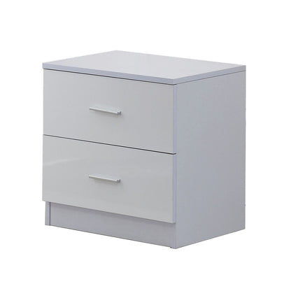 HOMCOM High Gloss 3 Piece Trio Bedroom Furniture Set Wardrobe + Chest Of Drawer + Bedside White 