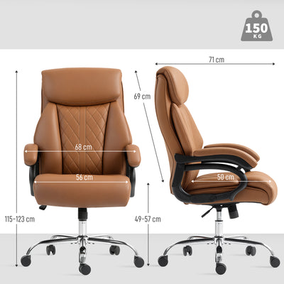 HOMCOM Spring Padded Faux Leather Office Chair - Light Brown 