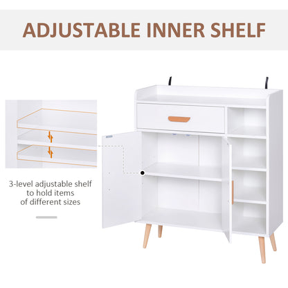 HOMCOM Sideboard, Side Cabinet, Floor Cupboard with Storage Drawer for Hallway, Kitchen, Bedroom, Living Room, White 