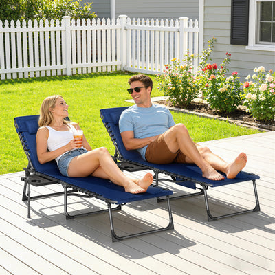 Outsunny Five-Position Reclining Sun Loungers Set of 2 - Dark Blue 