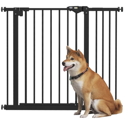 PawHut Metal 74-94cm Wide Adjustable Dog Gate Black 