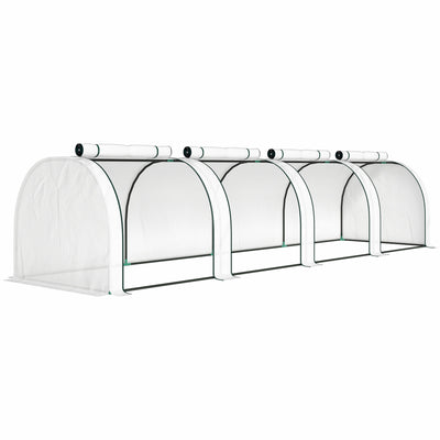 Outsunny 395 x 100 cm Low Tunnel Greenhouse - White