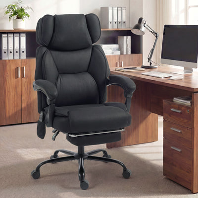 HOMCOM High Back Vibration Massage Office Chair Heated Reclining Computer Chair w/ Adjustable Height, Swivel Wheels, Black 