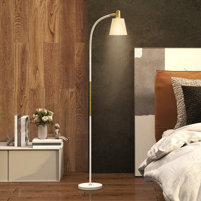 HOMCOM Floor Lamp for Living Room, Spotlight Reading Standing Lamp with Adjustable Height, Rocker on/off Switch, Indoor Task Lighting for Bedroom, Office,  White (Bulb not Included) 