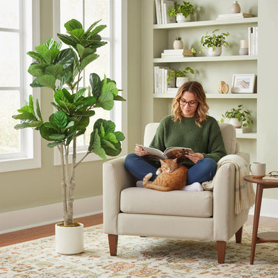 HOMCOM 180cm Artificial Fiddle Leaf Fig Tree - Green 