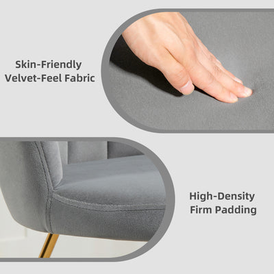 HOMCOM Velvet-Feel Lotus Petal Accent Chair - Grey 
