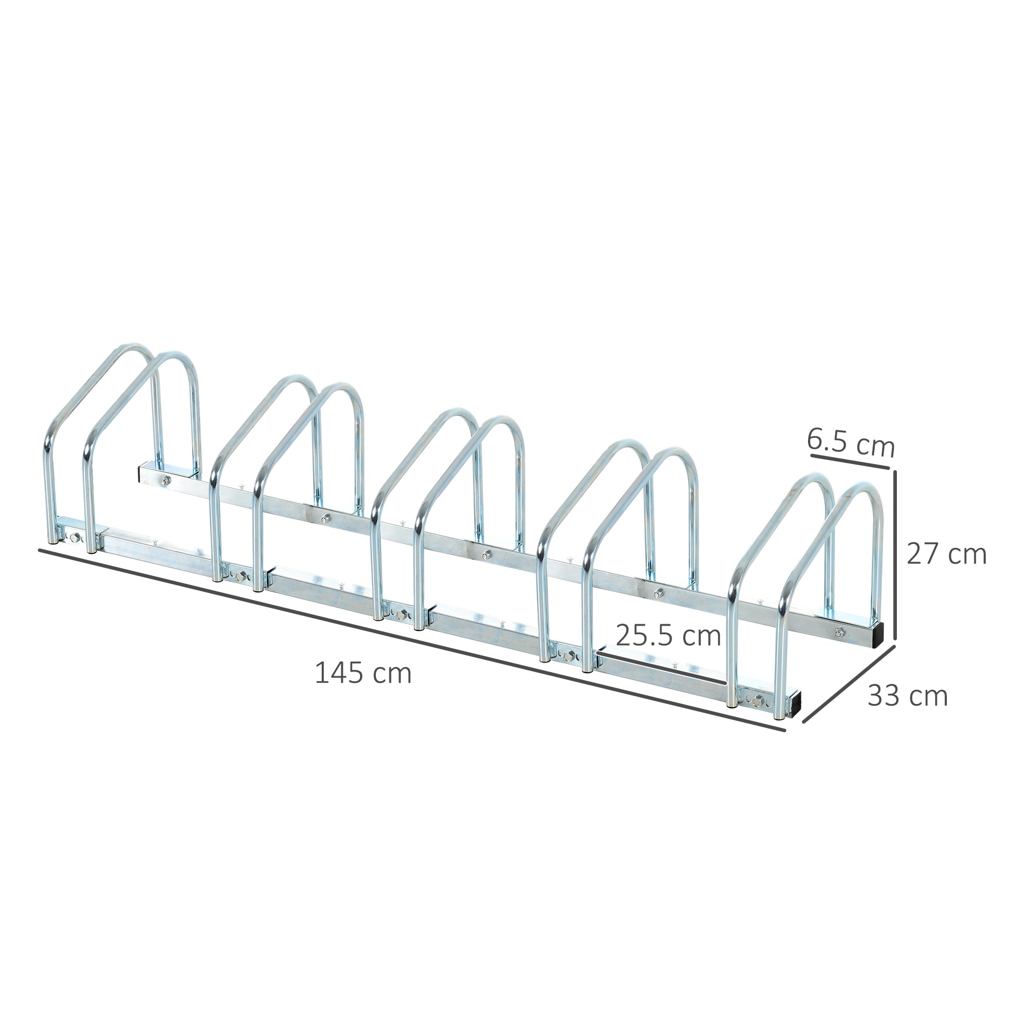 HOMCOM Bike Stand Parking Rack Floor or Wall Mount Bicycle Cycle Storage Locking Stand (5 Racks, Silver) 