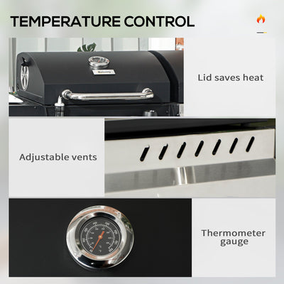 Outsunny Dual Fuel BBQ Grill - Black 