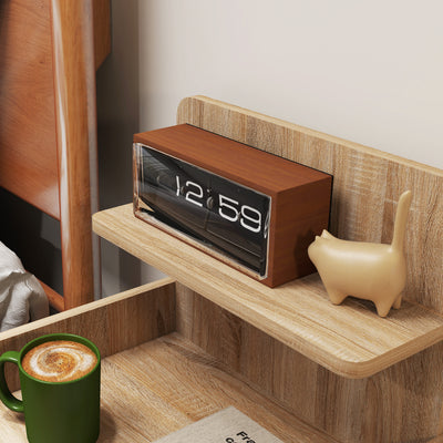 HOMCOM Multi-Storage Bedside Table - White/Wood-Effect 